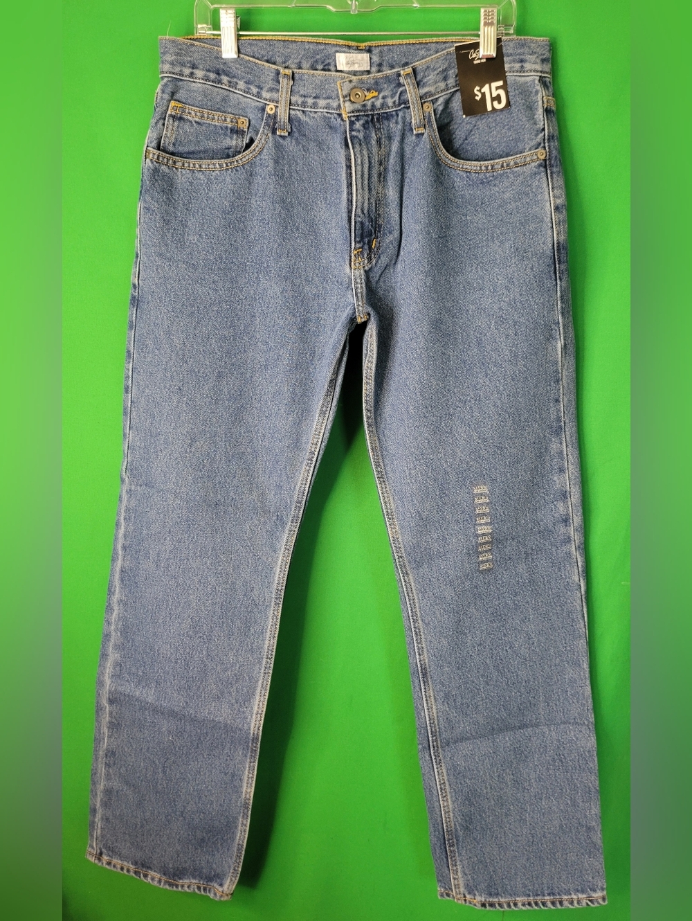 NWT Distressed City Streets Men's Slim Straight Jeans Light Blue Denim 34x30